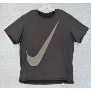 Nike Big Swoosh T-Shirt Mens 2XL Athletic Gear Tee Dark Gray Short Sleeve